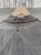 1940's French Salt & Pepper Coat V-pocket Large Collar / 法國椒鹽布工作大衣