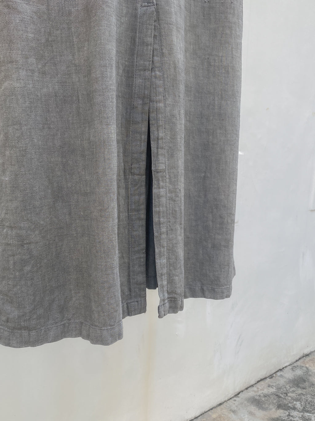 1940's French Salt & Pepper Coat V-pocket Large Collar / 法國椒鹽布工作大衣