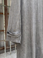 1940's French Salt & Pepper Coat V-pocket Large Collar / 法國椒鹽布工作大衣