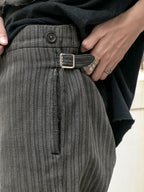 1940's French Salt&Pepper Cotton Stripe Work Trousers / 法國椒鹽布工作褲