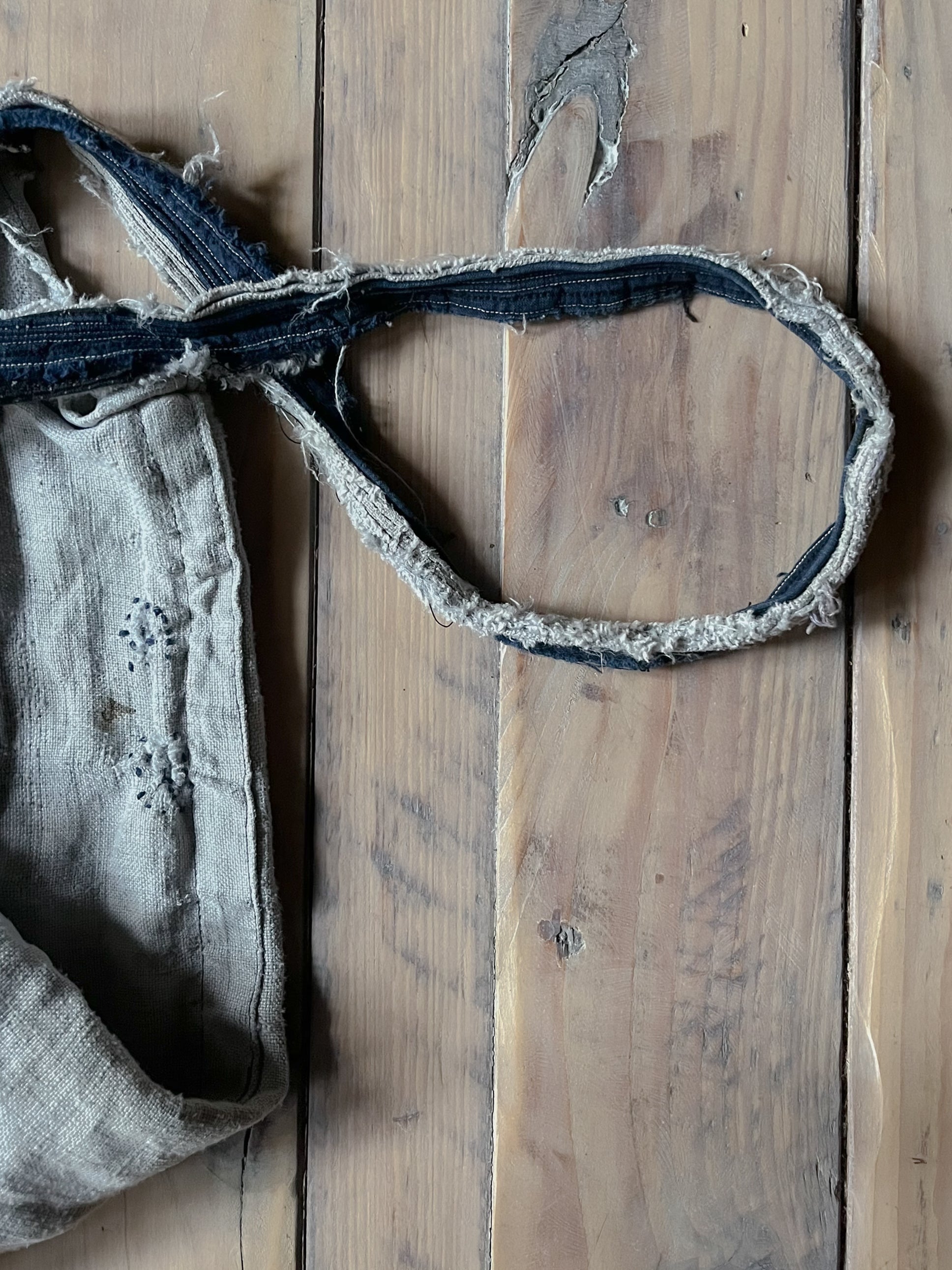 1910's French Hand Made Linen Musette Bag / 法國古著麻質麵包袋