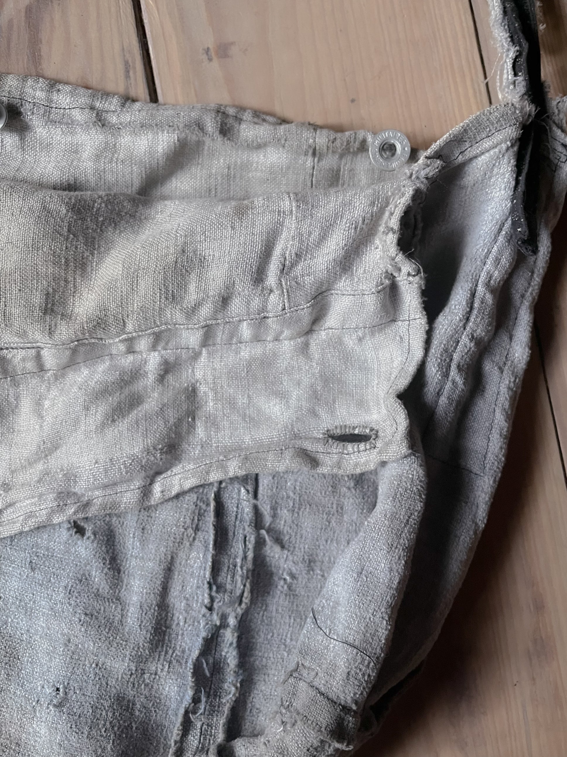 1910's French Hand Made Linen Musette Bag / 法國古著麻質麵包袋