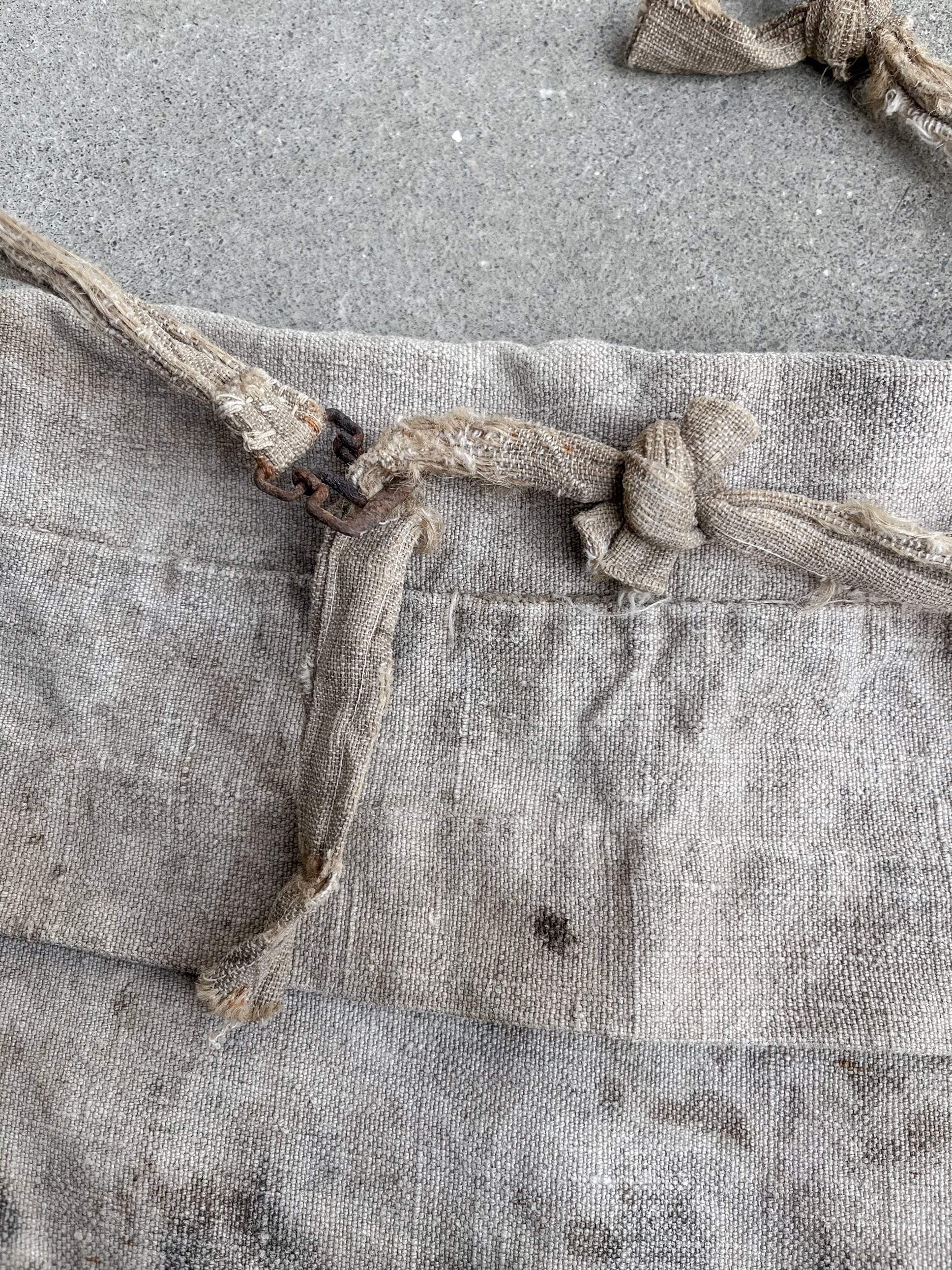 1910-1920’s French Hand Made Linen Musette Bag / 法國古著麻質麵包袋