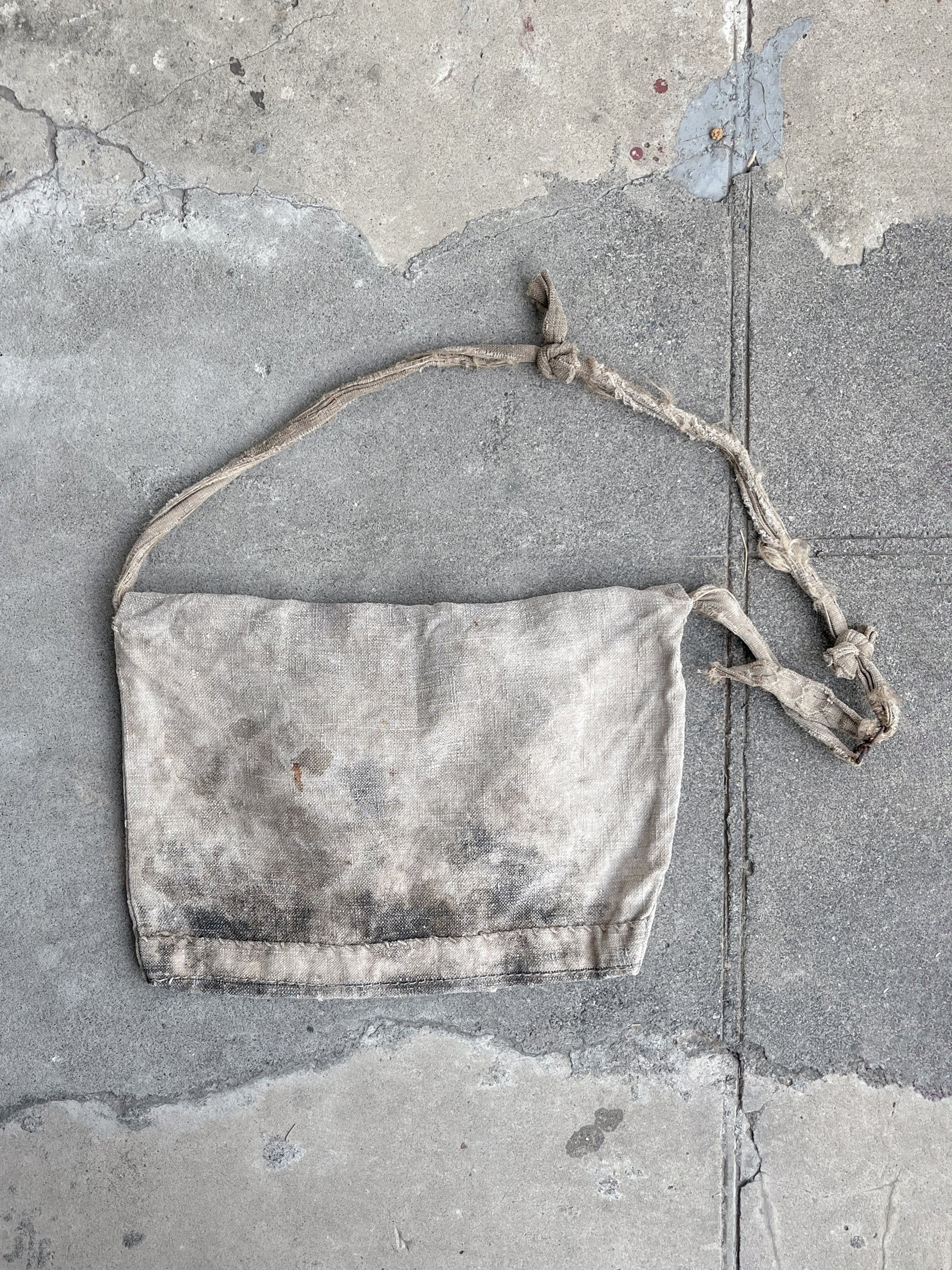 1910-1920’s French Hand Made Linen Musette Bag / 法國古著麻質麵包袋