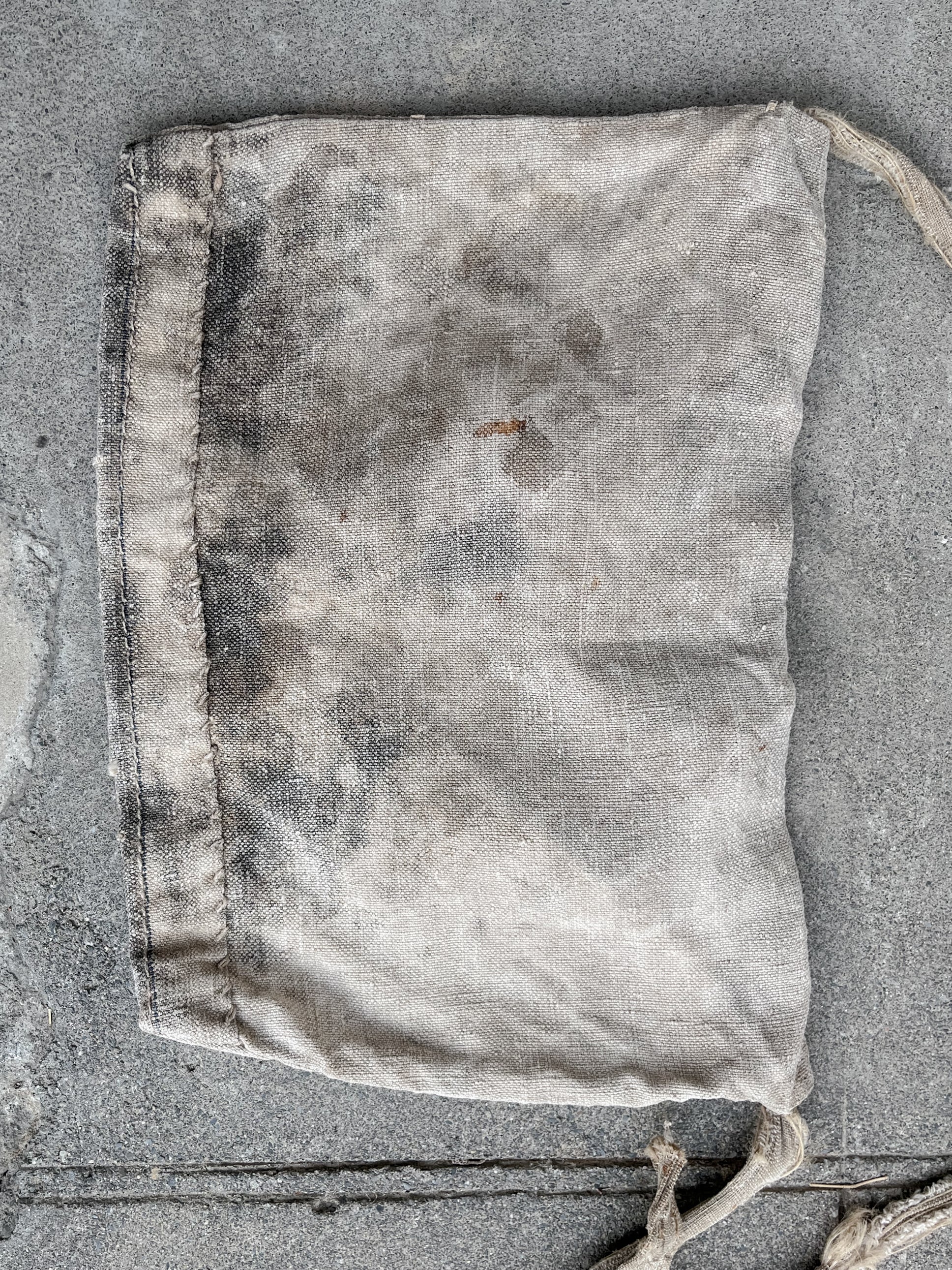1910-1920’s French Hand Made Linen Musette Bag / 法國古著麻質麵包袋