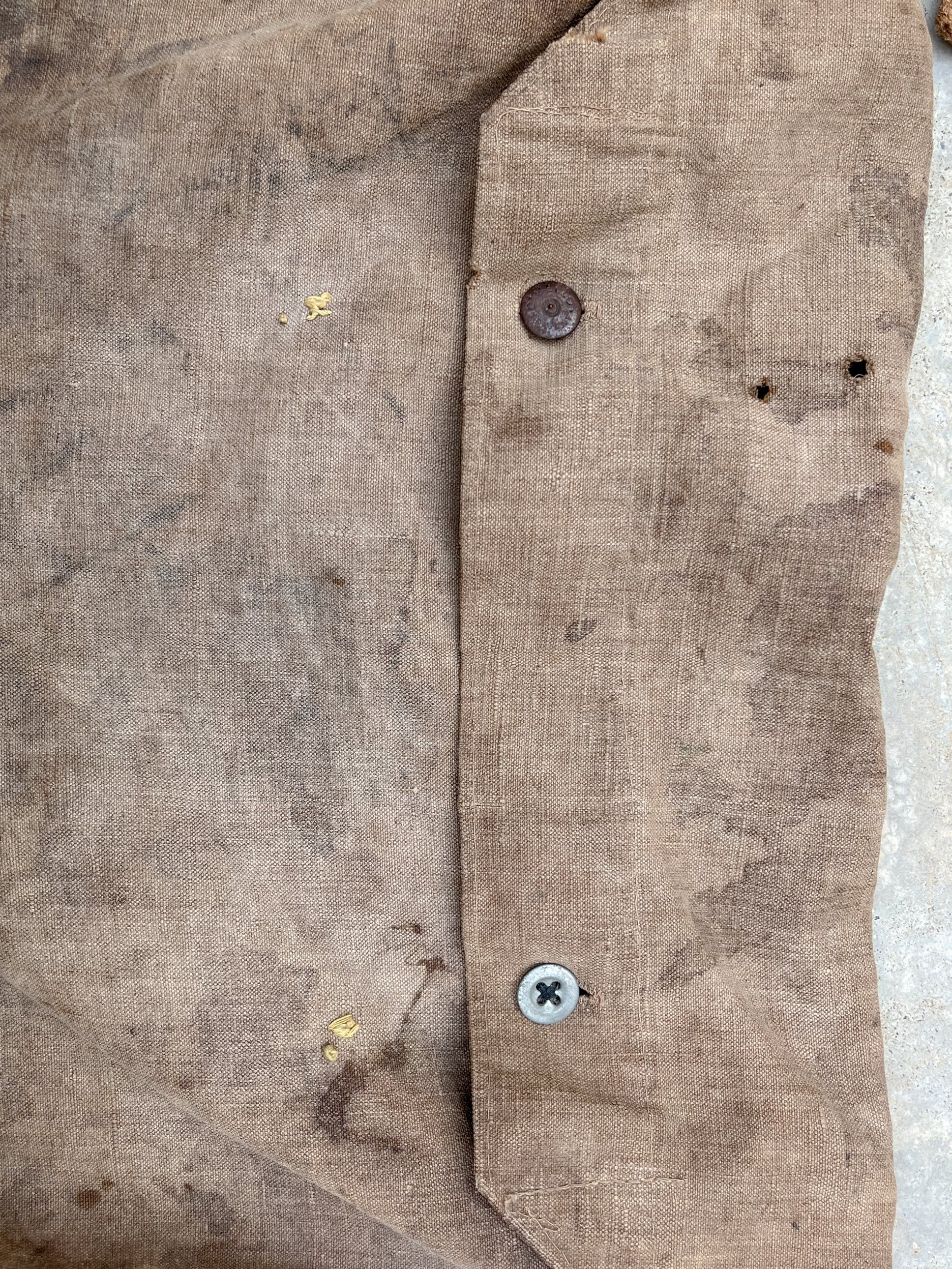 1910's WWI French Hand Made Linen Musette Bag / WWI法國古著麻質麵包袋