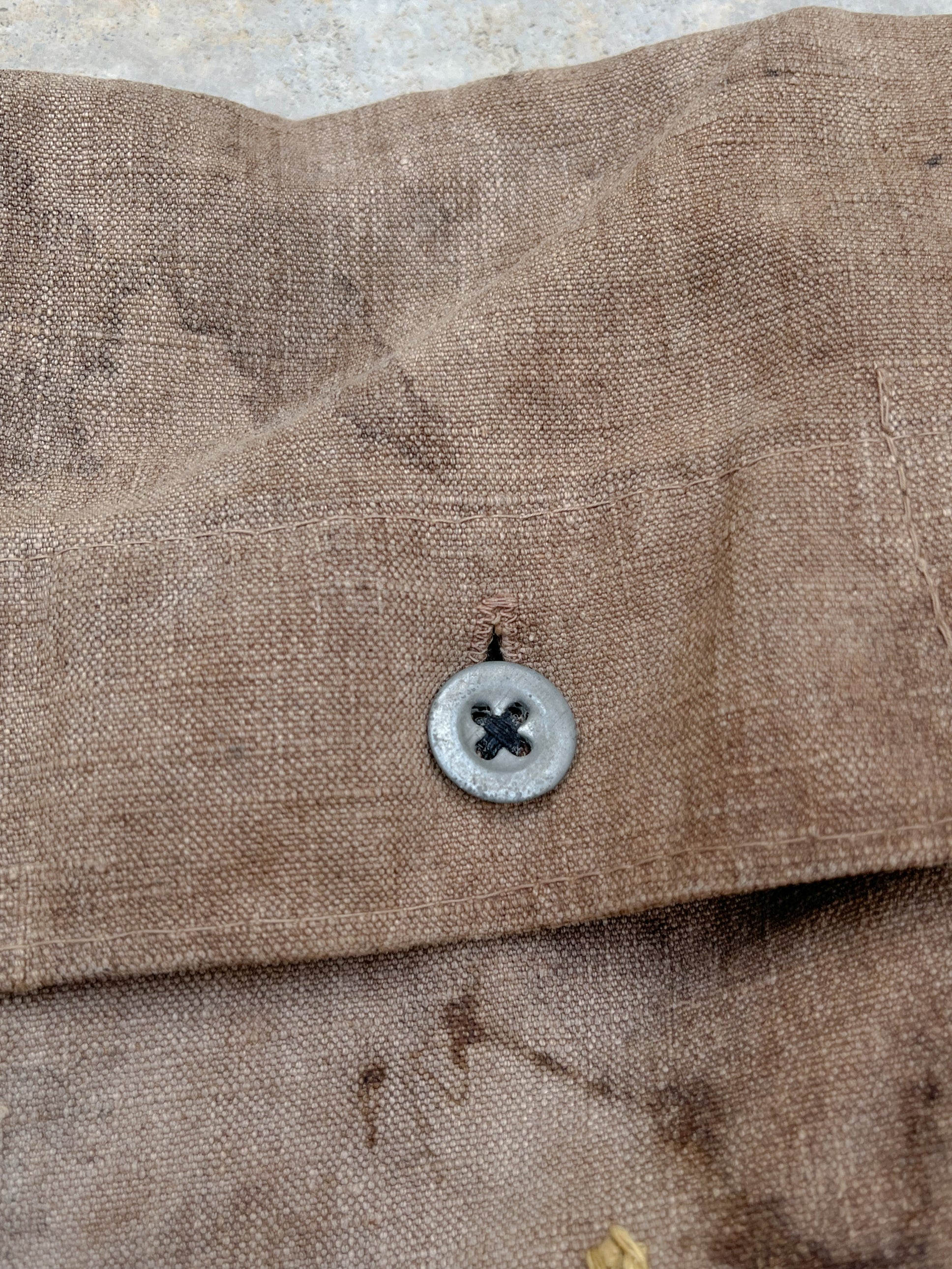 1910's WWI French Hand Made Linen Musette Bag / WWI法國古著麻質麵包袋