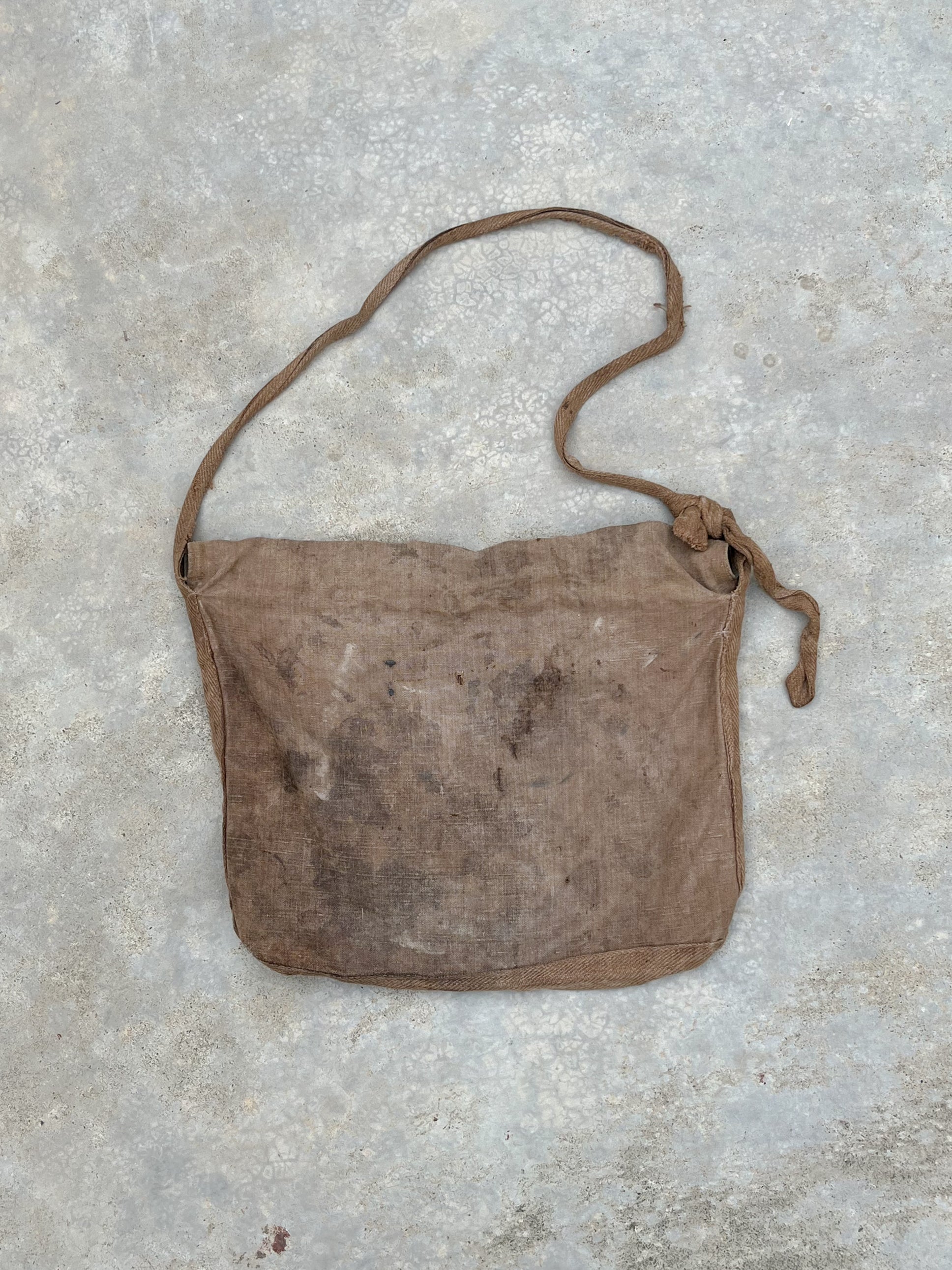 1910's WWI French Hand Made Linen Musette Bag / WWI法國古著麻質麵包袋