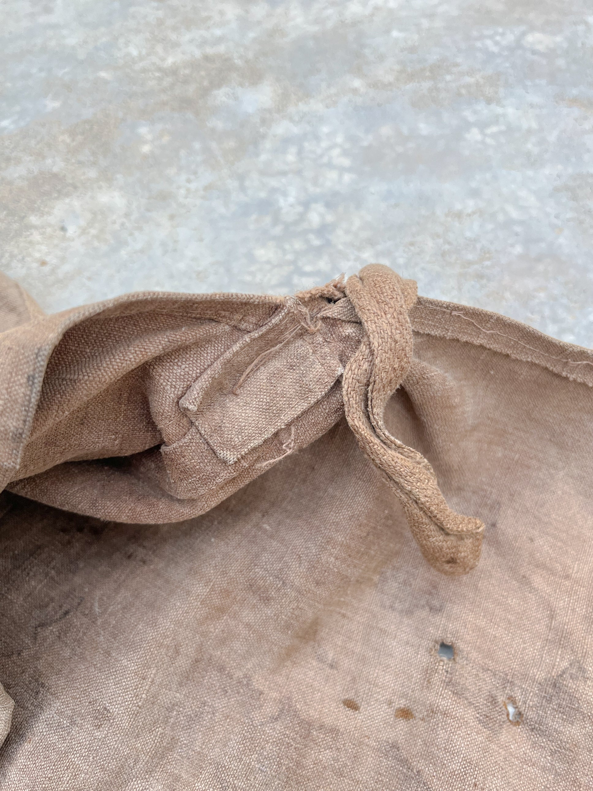 1910's WWI French Hand Made Linen Musette Bag / WWI法國古著麻質麵包袋
