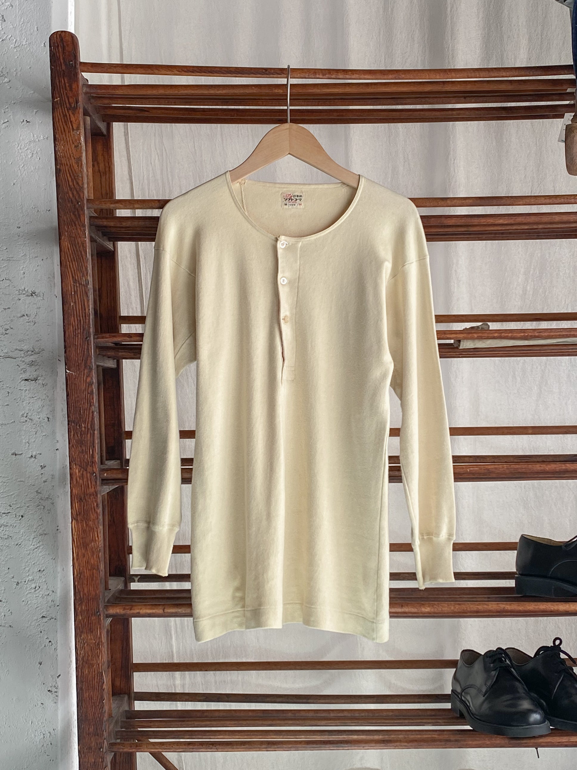 Vintage Nisshinbo Henley Shirt / 日清紡「地球印」亨利領上衣